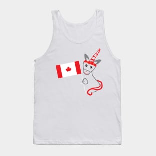 Canada Day Unicorn Holding The flag of Canada Tank Top